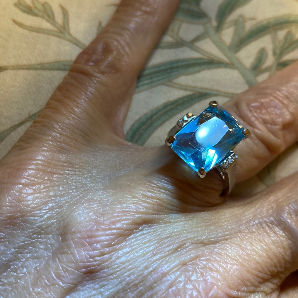 Size 6 Sea Blue Zircon Ring
